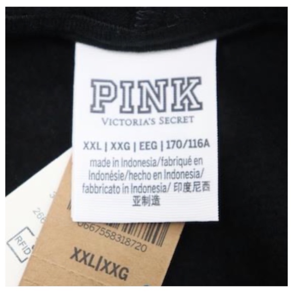 NWT Victoria’s Secret PINK Black Fleece Tropical Zip Hoodie, XXL - Picture 11 of 11